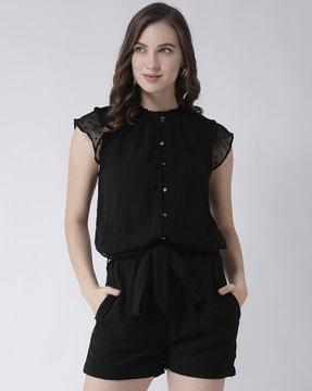 playsuit with waist tie-up