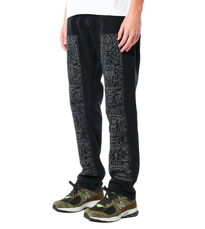 pleasures capsul x black friction work printed relaxed fit flat front trousers