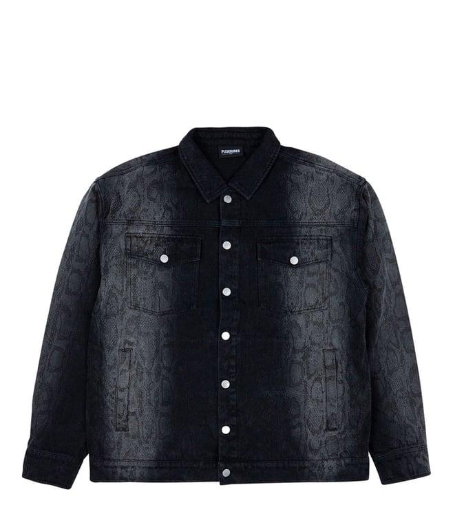 pleasures x capsul black encore trucker relaxed fit denim jacket