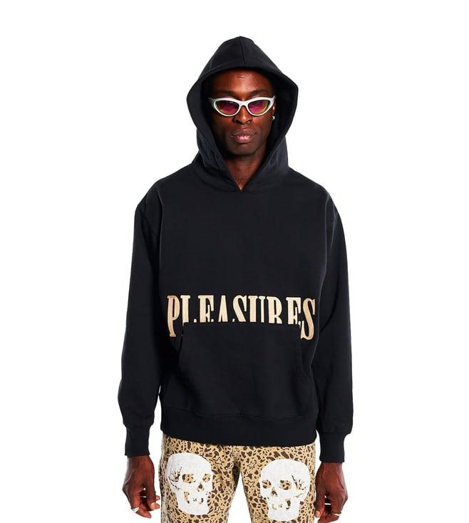 pleasures x capsul black latex printed relaxed fit hoodie