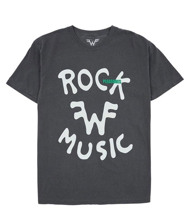 pleasures x capsul grey rock washed printed regular fit t-shirt