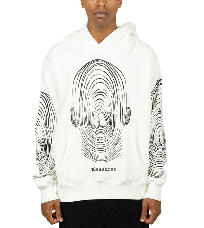 pleasures x capsul white guilty printed relaxed fit hoodie