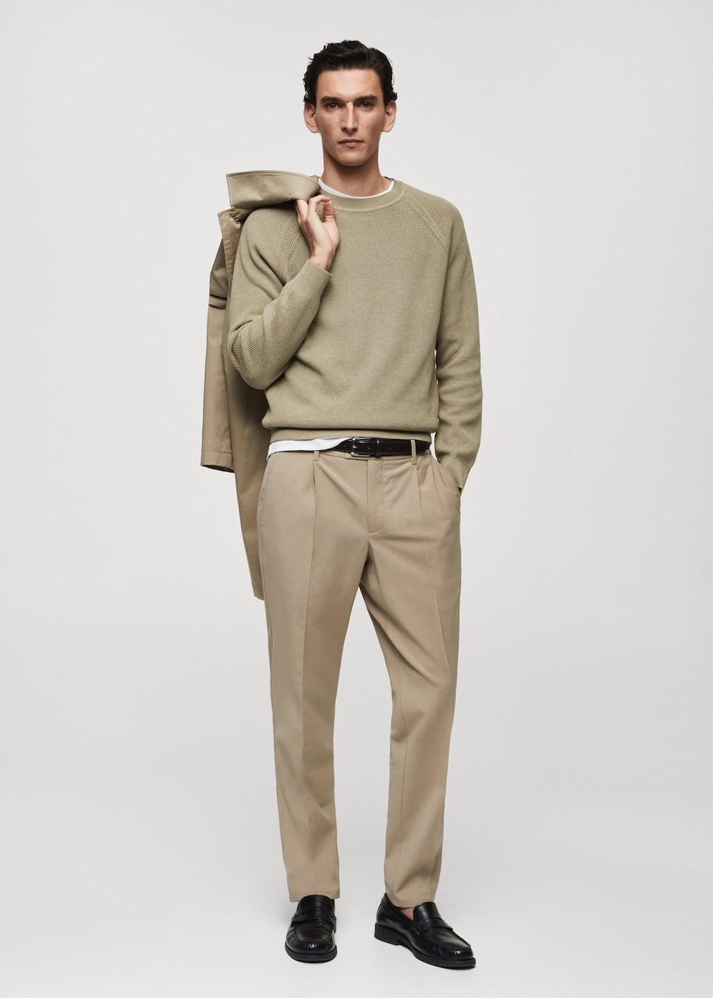 pleat detail wool trousers