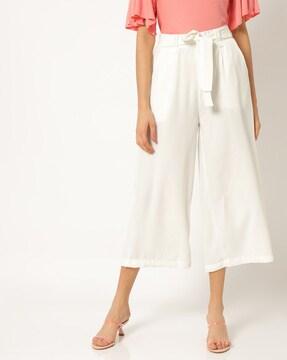 pleat-front culottes with elasticated waist
