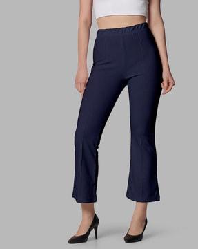 pleat-front trousers with elasticated waist