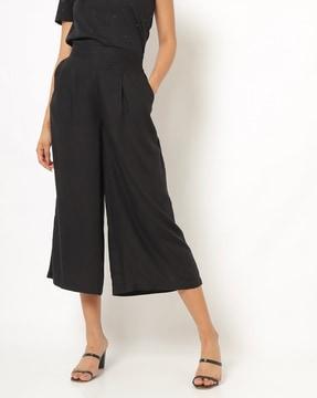 pleat-front culottes with insert pockets