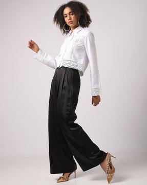 pleat-front high-rise pants