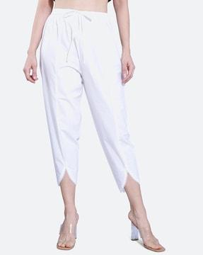 pleat-front pants with drawstring