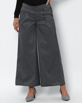 pleat-front pants with elasticated waist