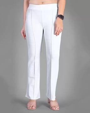 pleat-front pants with elasticated waist