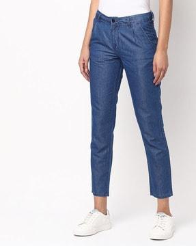 pleat-front pants with insert pockets