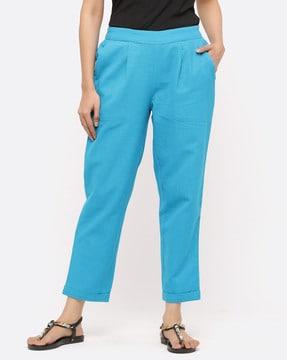 pleat-front pants with insert pockets