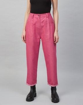 pleat-front pants with insert pockets