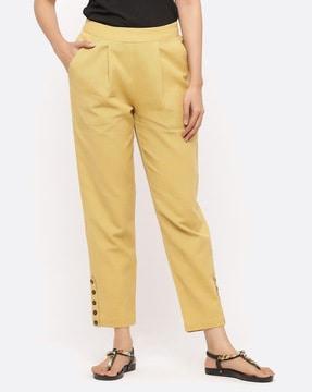 pleat-front pants with insert pockets