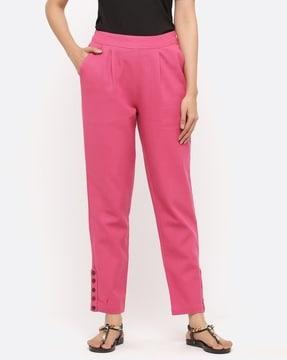 pleat-front pants with insert pockets