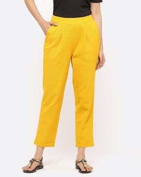 pleat-front pants with insert pockets