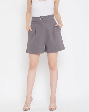 pleat-front shorts with insert pockets