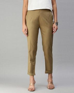 pleat-front slim fit pants