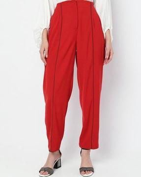 pleat-front straight fit pants