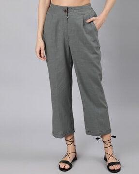 pleat-front straight fit pants