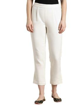 pleat-front straight fit trousers