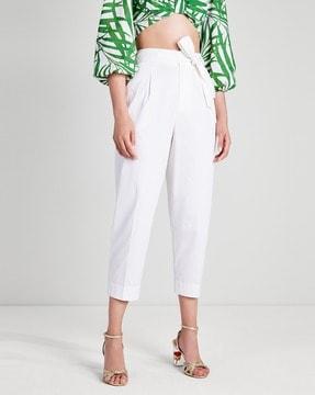 pleat-front straight pants with insert pockets