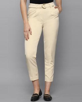 pleat-front trousers with belt