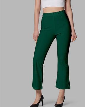 pleat-front trousers with elasticated waist