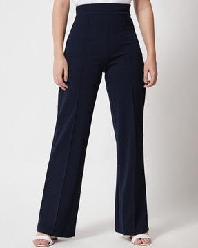 pleat-front trousers with elasticated waist