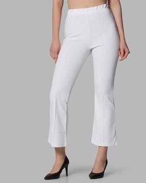 pleat-front trousers with elasticated waist