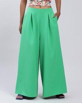 pleat-front wide-leg pants