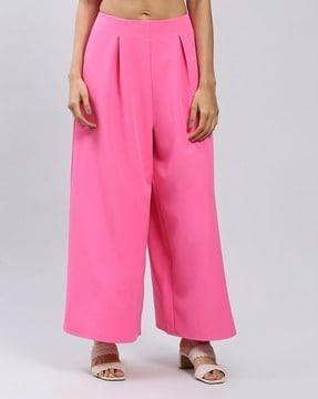 pleat-front wide leg pants