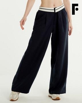 pleat-front wide-leg trousers