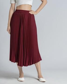 pleated a-line skirt with elasticated waist