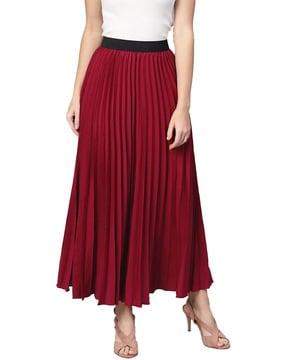 pleated a-line skirt with elasticated waist