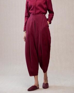 pleated ankle-length pants