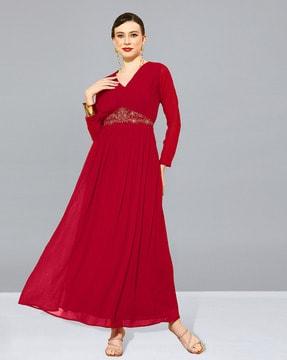 pleated-gown-with-embroidered-accent