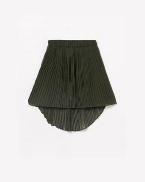 pleated high-low skirt