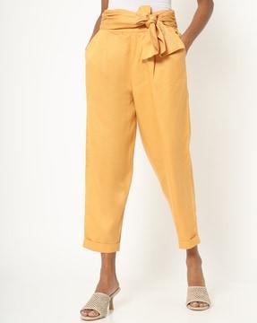 pleated pants with tie-up