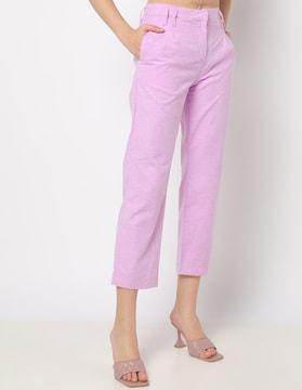 pleated straight fit pants with insert pockets