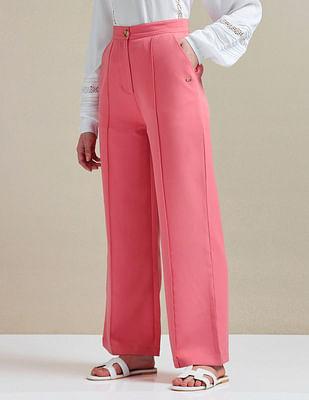 pleated straight fit trousers