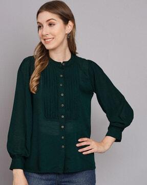 pleated top with button accent