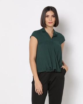 pleated top with cuban collar