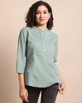 pleated tunic with 3/4th sleeves