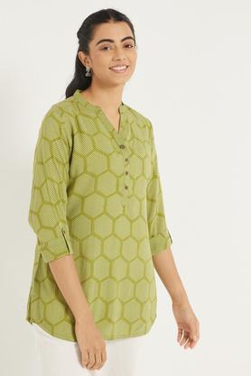 pleated women's kurti - green