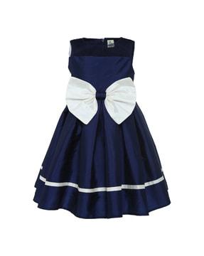 pleated a-line dress with bow