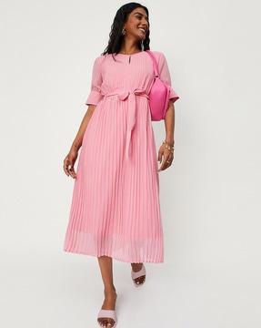 pleated a-line dress