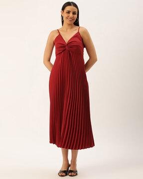 pleated a-line dress