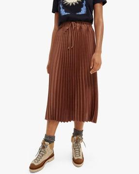 pleated a-line midi skirt