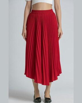 pleated a-line skirt with elasticated waist